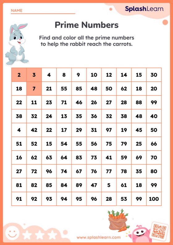 Prime Numbers Using Path Puzzle - Worksheet