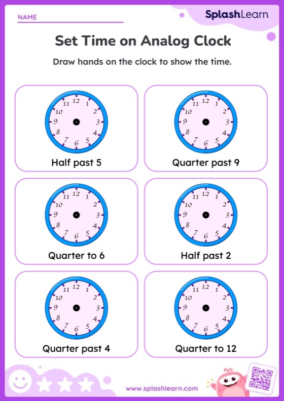 Analog Clock Worksheets for Kids Online SplashLearn
