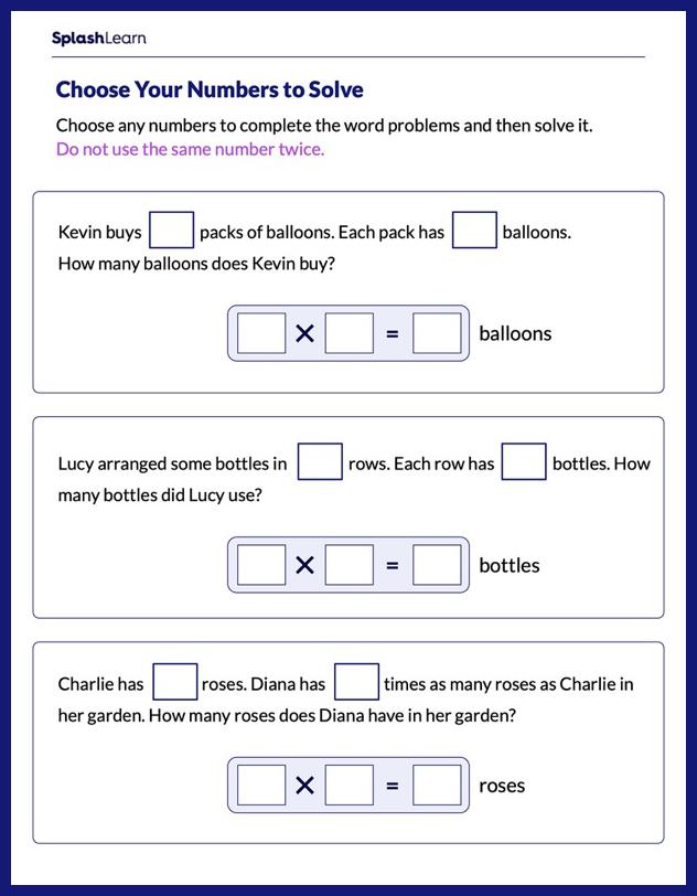 3rd Grade Math: Multiplication Word Problems Worksheets - Free