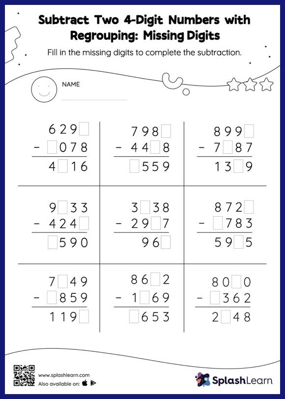 Subtraction within 10,000 with Regrouping - Activities & Resources