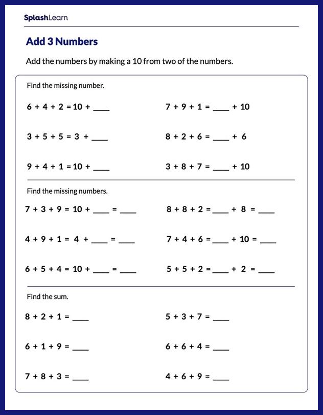 Add by Making a 10 Worksheet