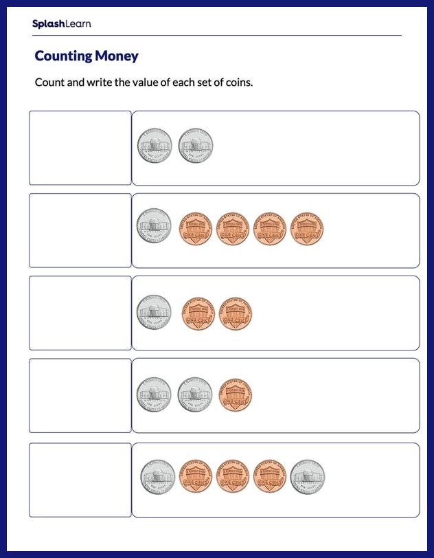 Add Money to Write the Total Amount Worksheet