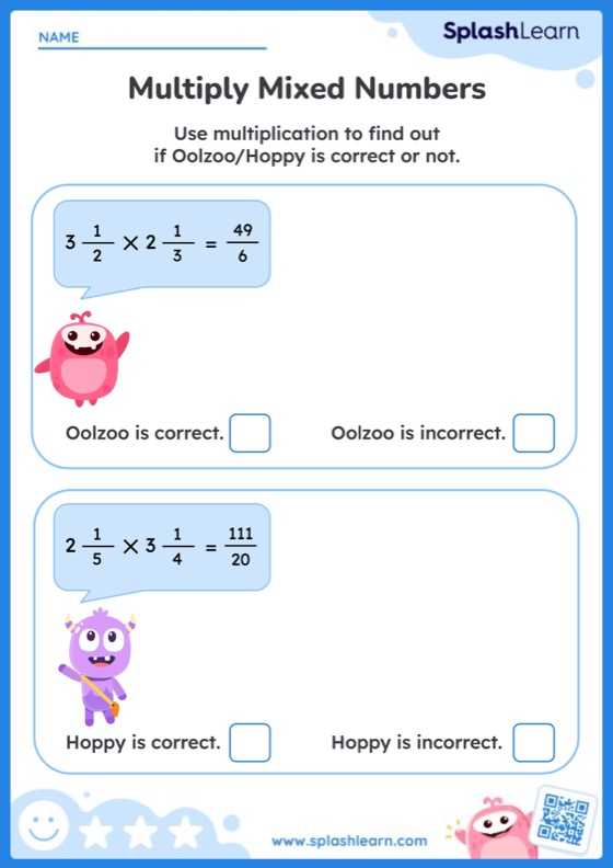 Check Mixed Number Multiplication - Worksheet