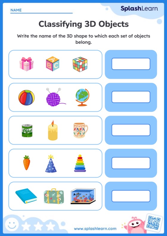 Classifying 3D Objects Worksheet