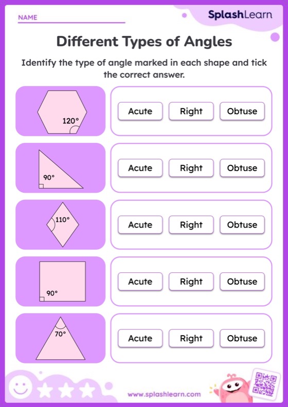 Classifying Angles by Their Measurements - Worksheet