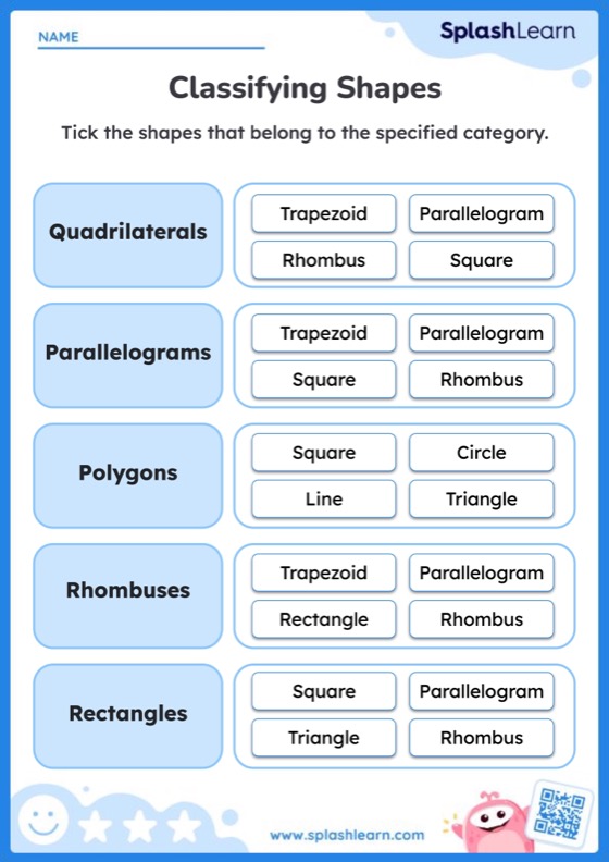 Classifying Shapes - Worksheet