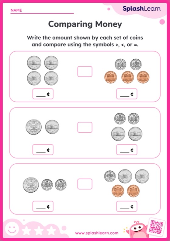 Comparing Coins - Worksheet | Printable Maths Sheet