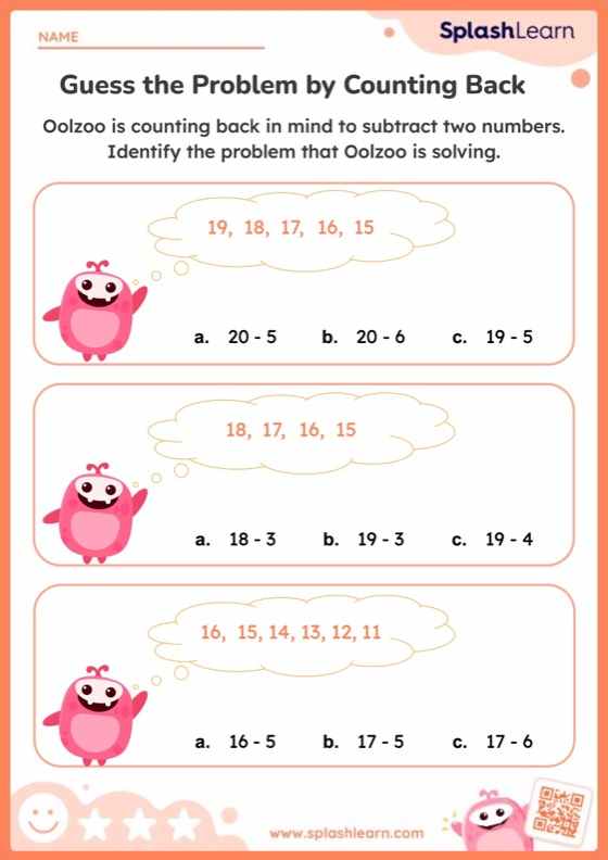 Count Back to Identify the Subtraction Problem