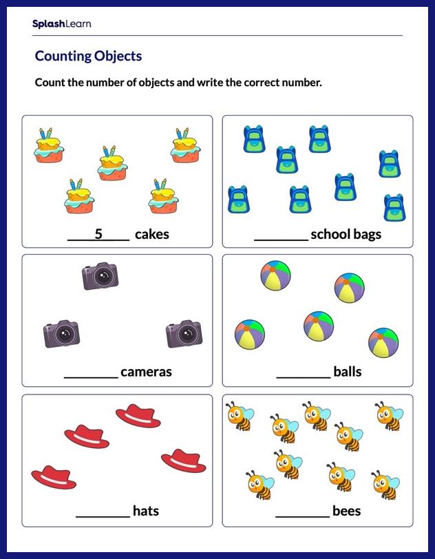Counting Objects up to 10 Worksheet