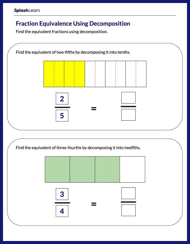 Create Equivalent Fractions using Area Model Worksheet