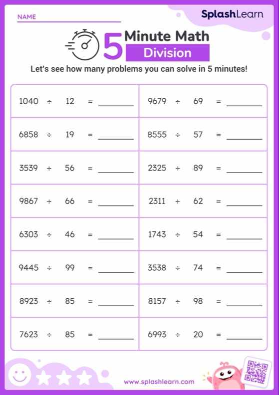 Divide 4-Digit Numbers by 2-Digit Numbers with Remainder: Horizontal