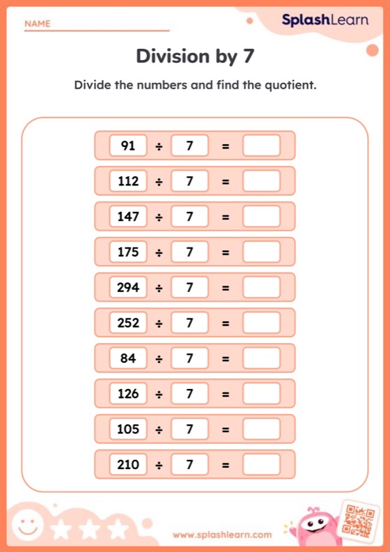 Division by 7 - Worksheet
