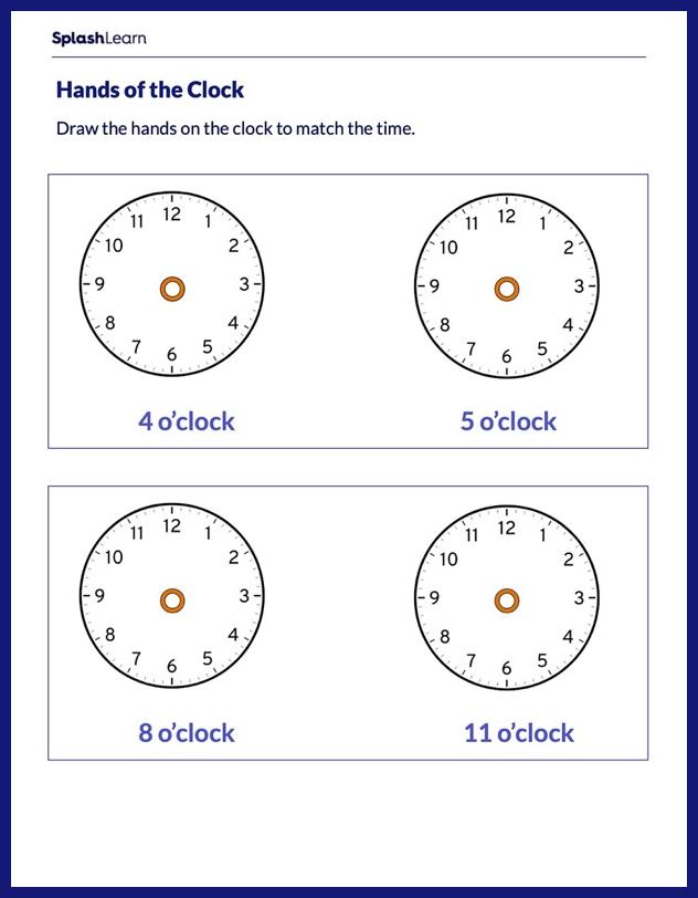 Draw Hands of the Clock Worksheet Printable Maths Sheet Draw Hands of the Clock Worksheet Printable Maths Sheet