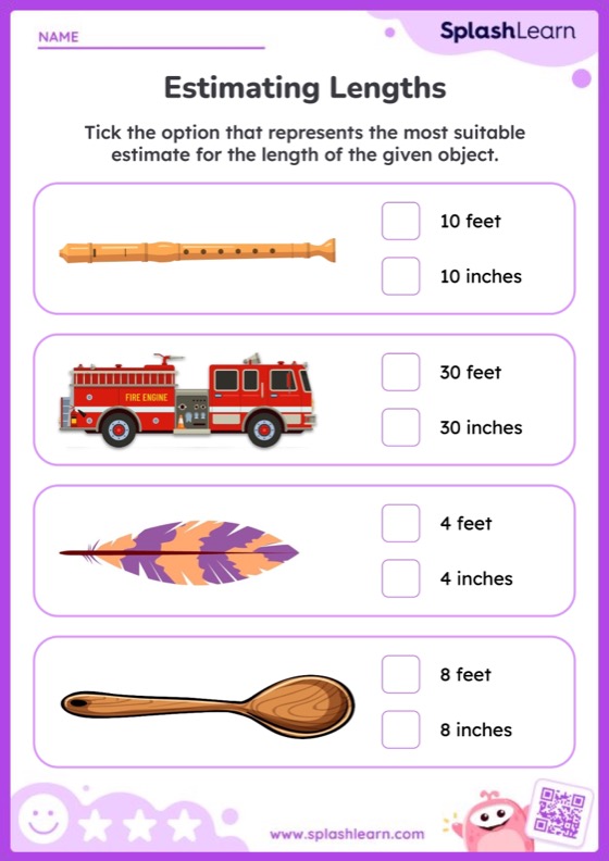 Estimating Lengths - Worksheet