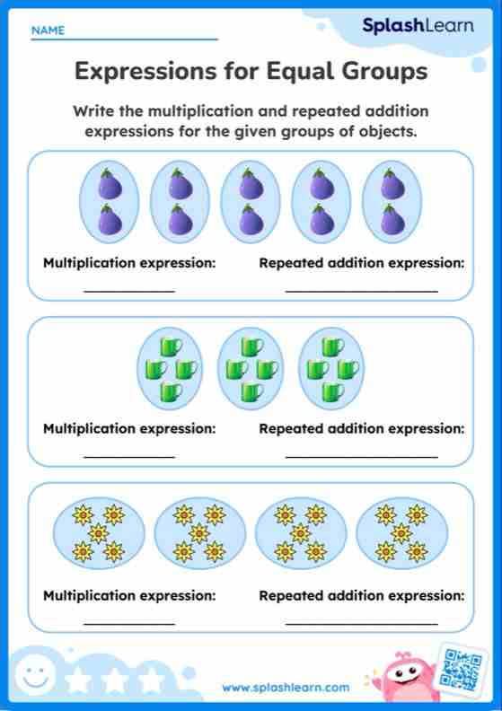 Expressions for Equal Groups - Worksheet