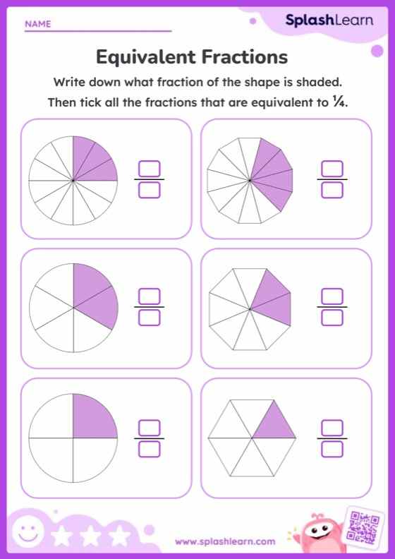 Find Fractions Equivalent to One-fourth Using Models