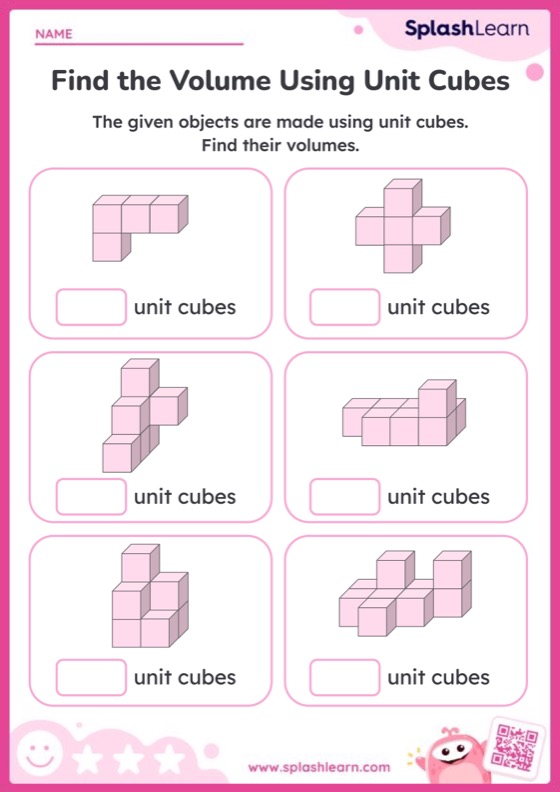 Find Volume Using Unit Cubes - Worksheet