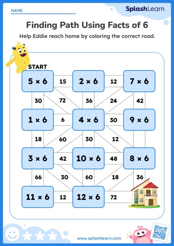 Finding Path Using Facts of 6 - Worksheet