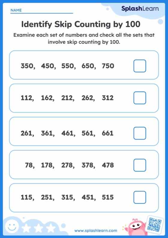 Identify Skip Counting by 100