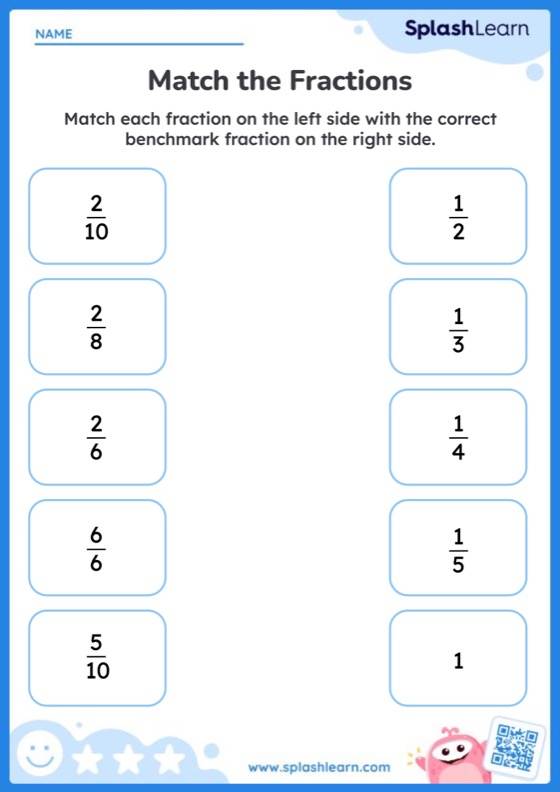 Match with Benchmark Fractions - Worksheet