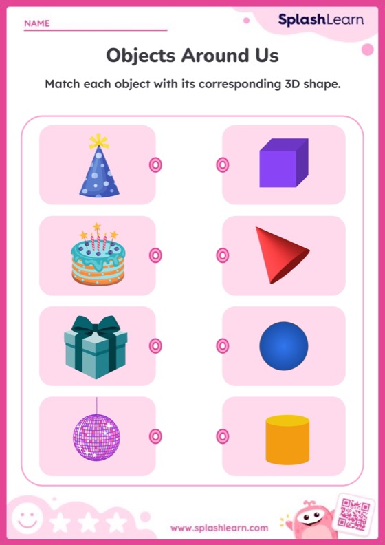 Matching Real-Life Objects with 3D Shapes - Worksheet