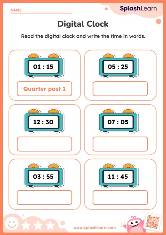 Digital Clock Worksheets - Free Printable | SplashLearn