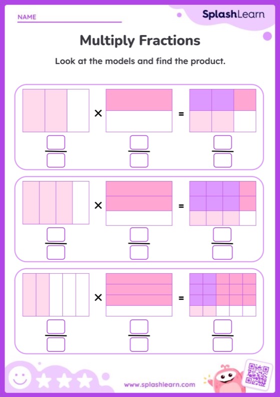 Represent Fractions on Area Models and Multiply - Worksheet