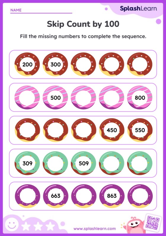 Skip Count by 100 - Worksheet