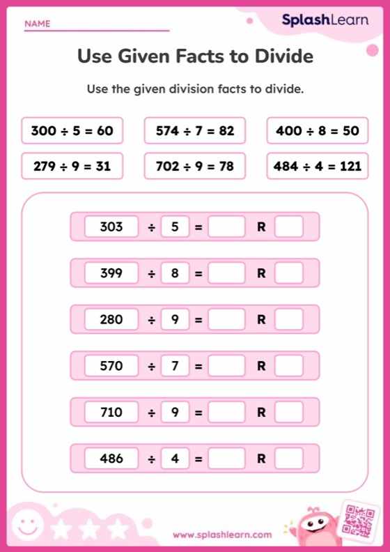 Use Given Facts to Divide - Worksheet