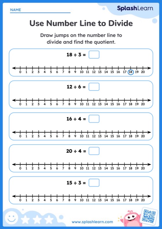 Use Number Line to Divide Without Remainder - Worksheet