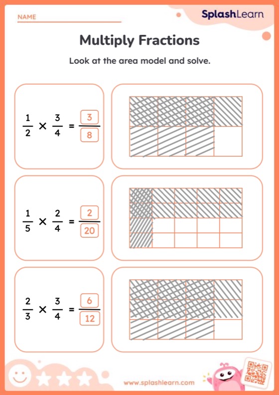Use the Models and Multiply Fractions - Worksheet
