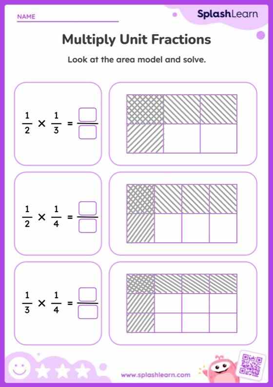 Use the Models and Multiply Unit Fractions Worksheet