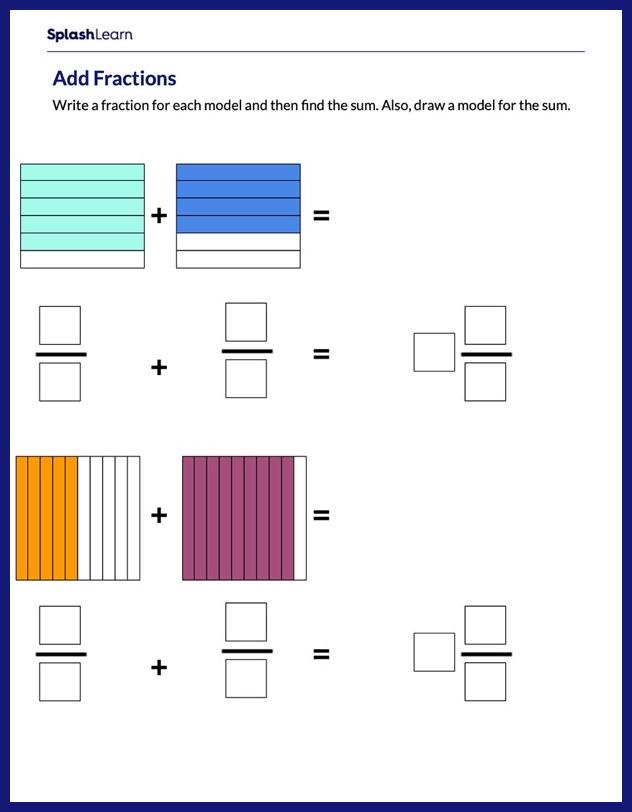 Use Visual Models to Add Fractions Worksheet