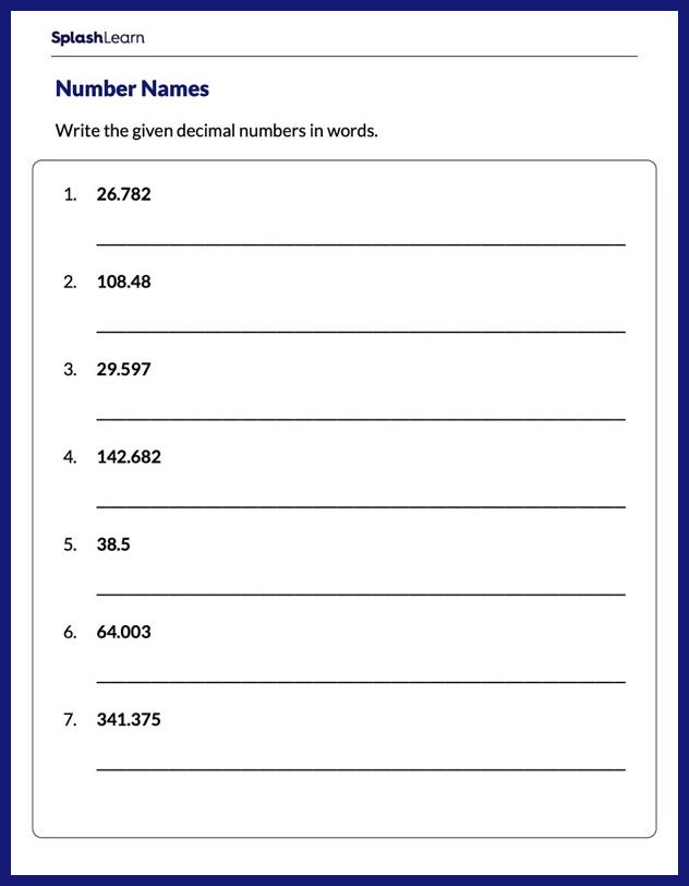 Decimal Place Value Worksheets Free Printable SplashLearn Decimal Place Value Worksheets Free Printable SplashLearn