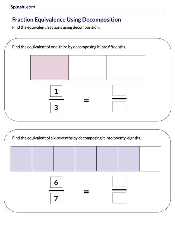 Equivalent Fractions Worksheets for 4th Graders Online SplashLearn
