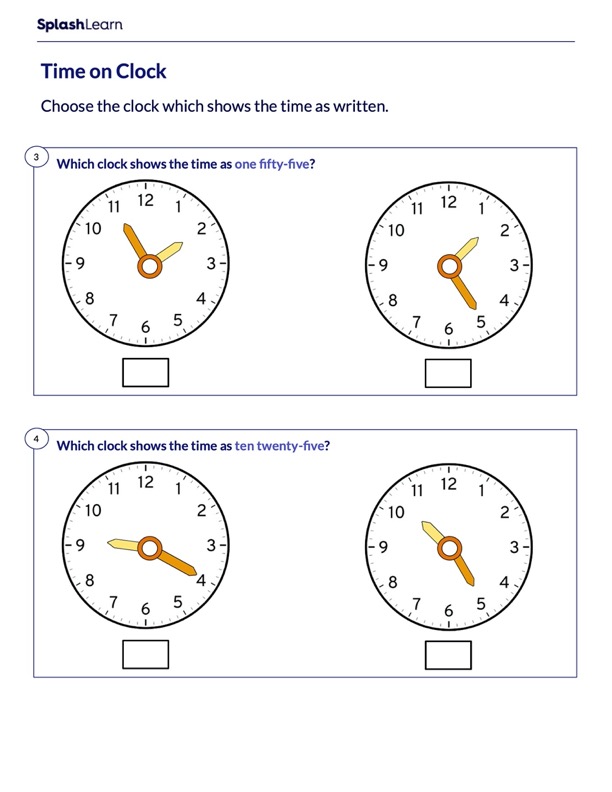 Time Worksheets for 3rd Graders Online SplashLearn
