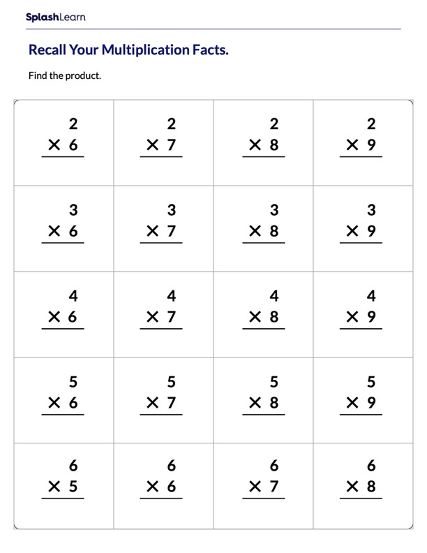 Multiplication Worksheets for 5th Graders Online - SplashLearn