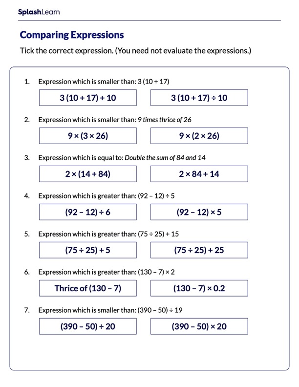 Algebra Worksheets for Kids Online SplashLearn