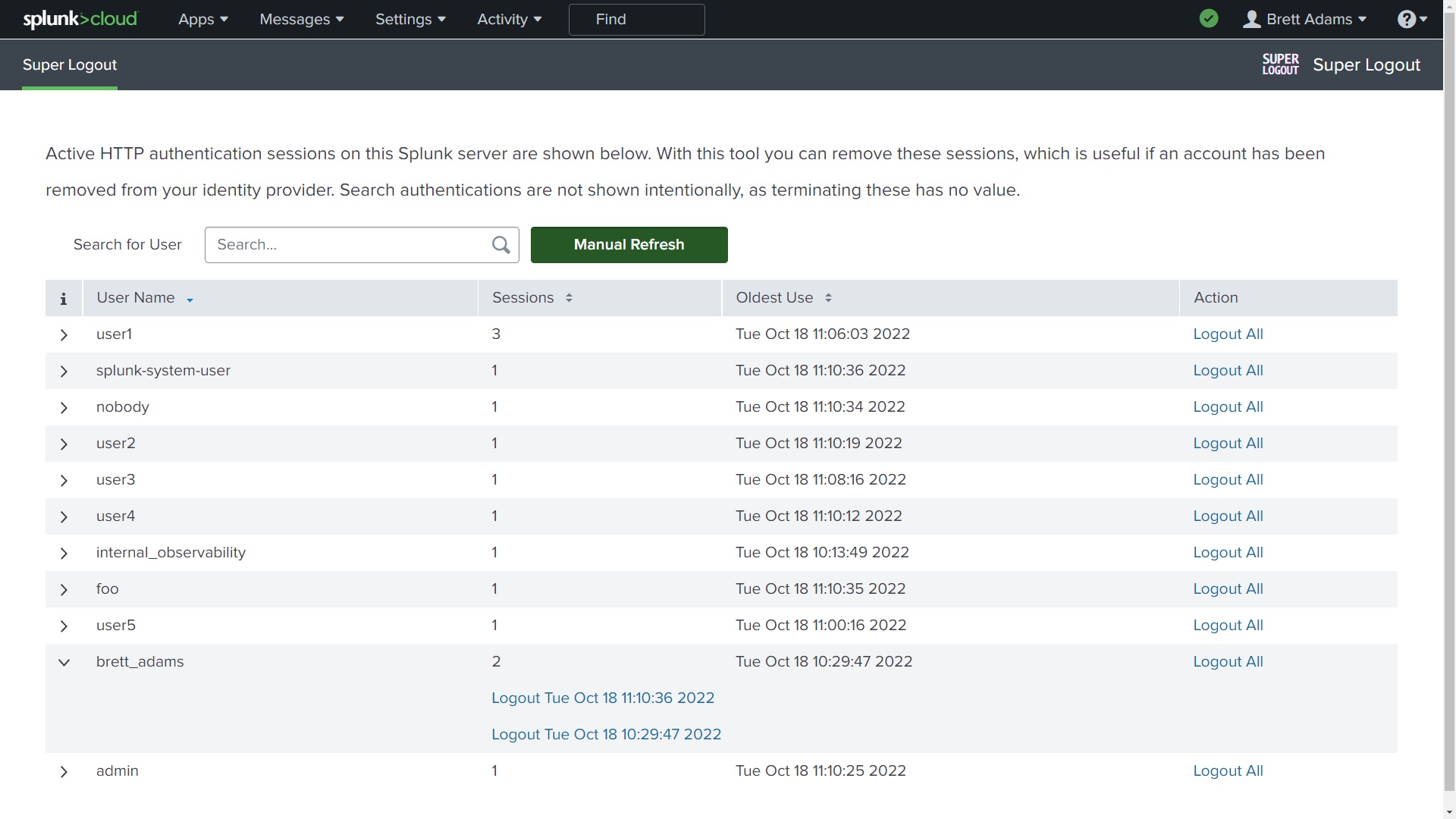 Super Logout Splunkbase