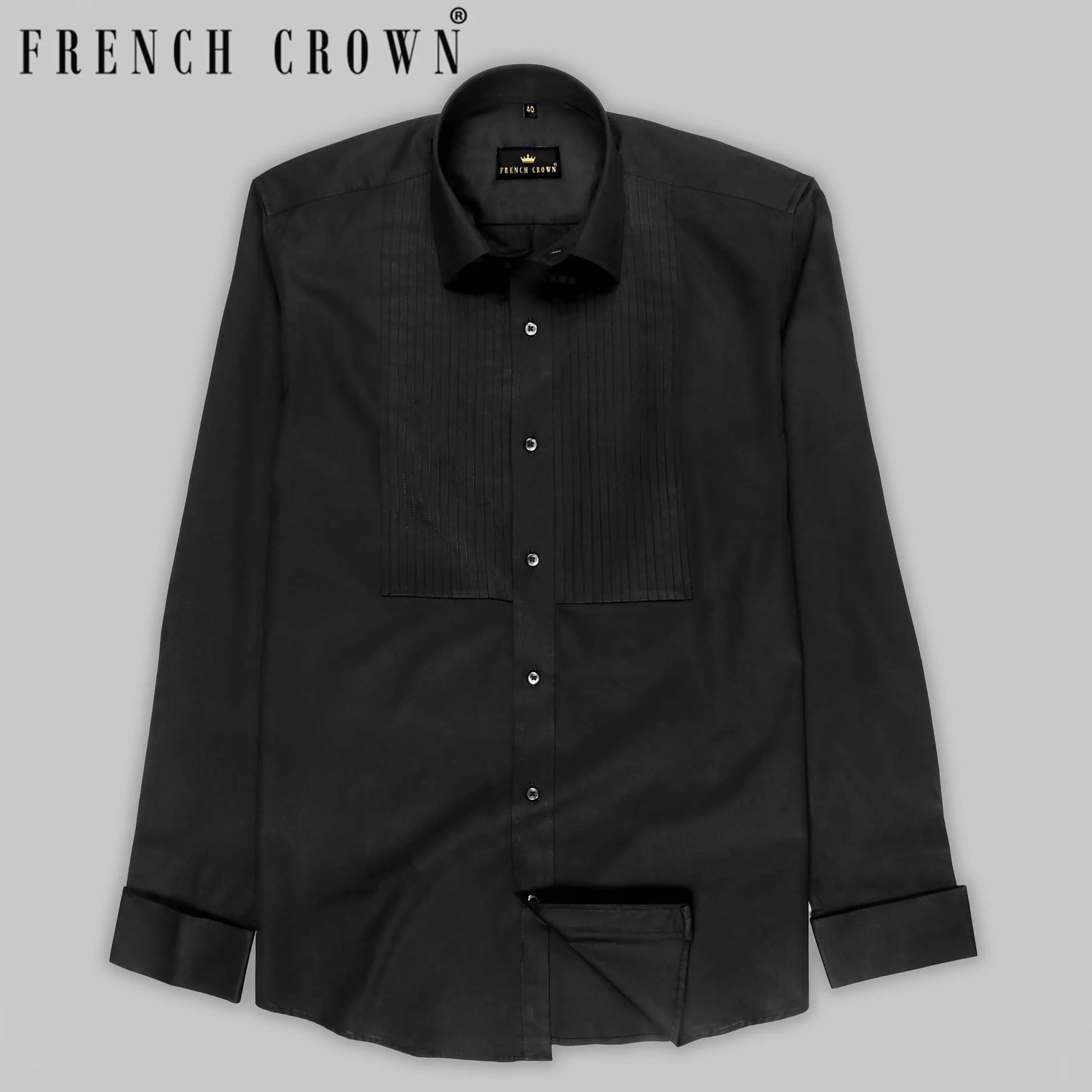 Jade Black Tuxedo Super Soft Giza Cotton SHIRT Monliiy