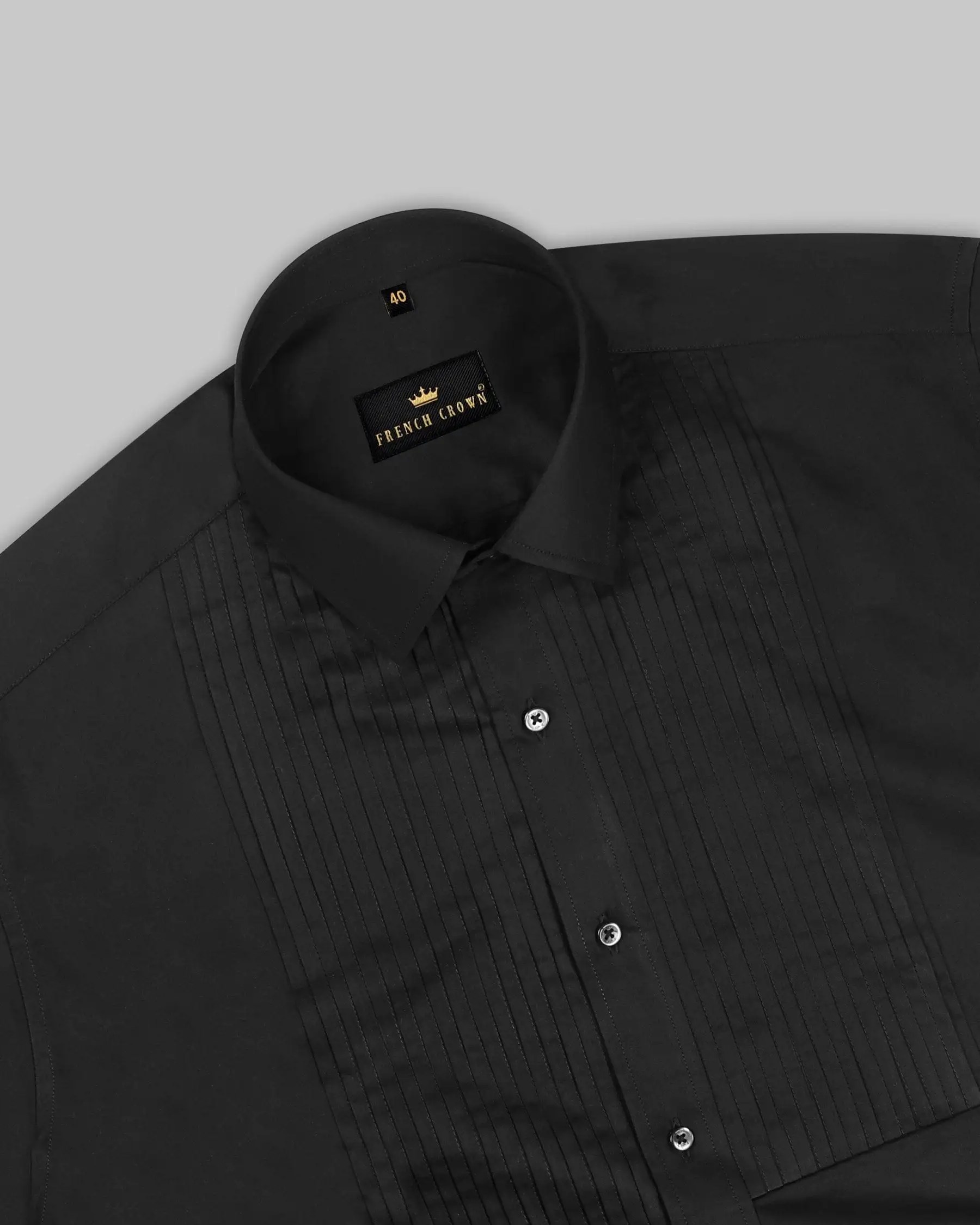 Jade Black Tuxedo Super Soft Giza Cotton SHIRT Monliiy