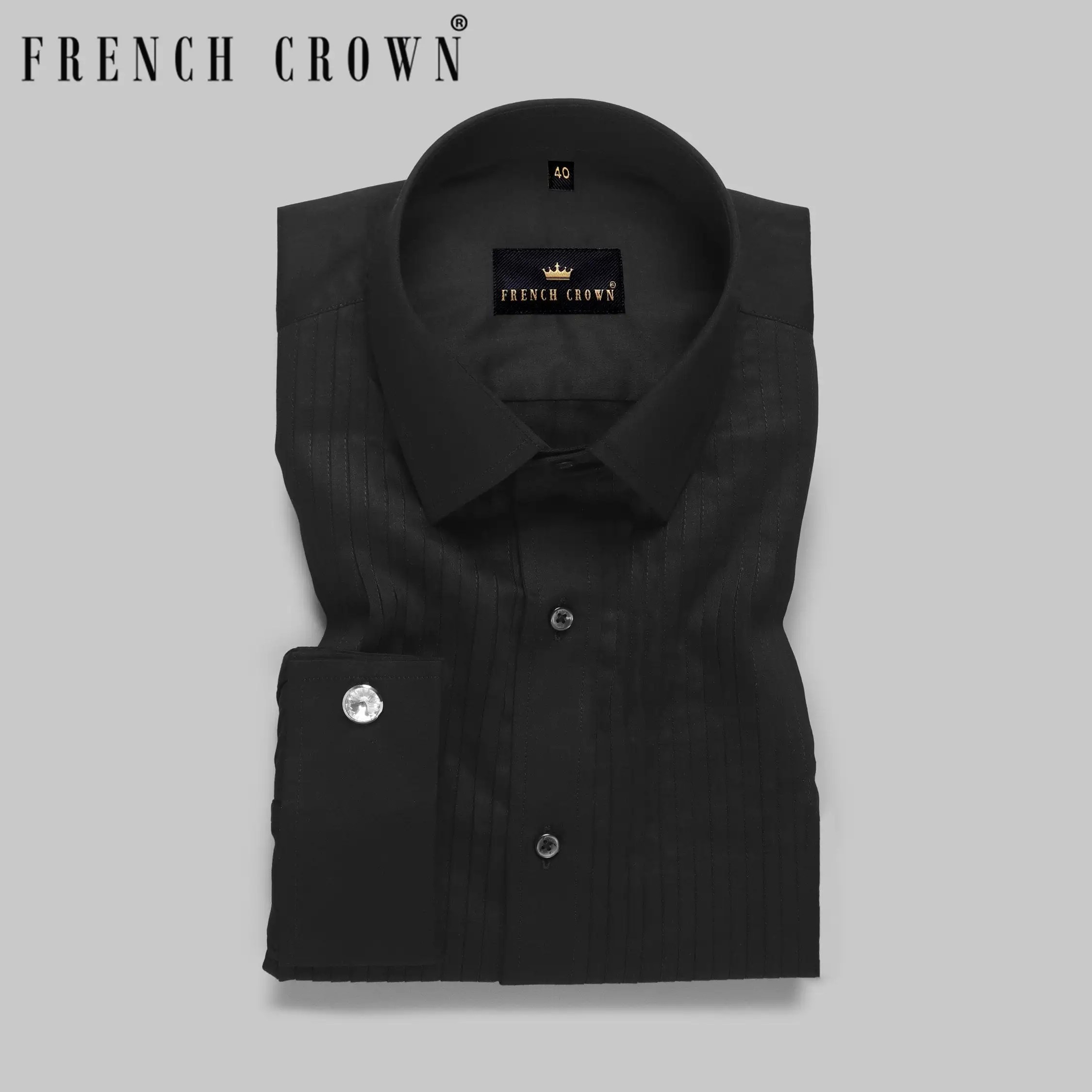 Jade Black Tuxedo Super Soft Giza Cotton SHIRT Monliiy