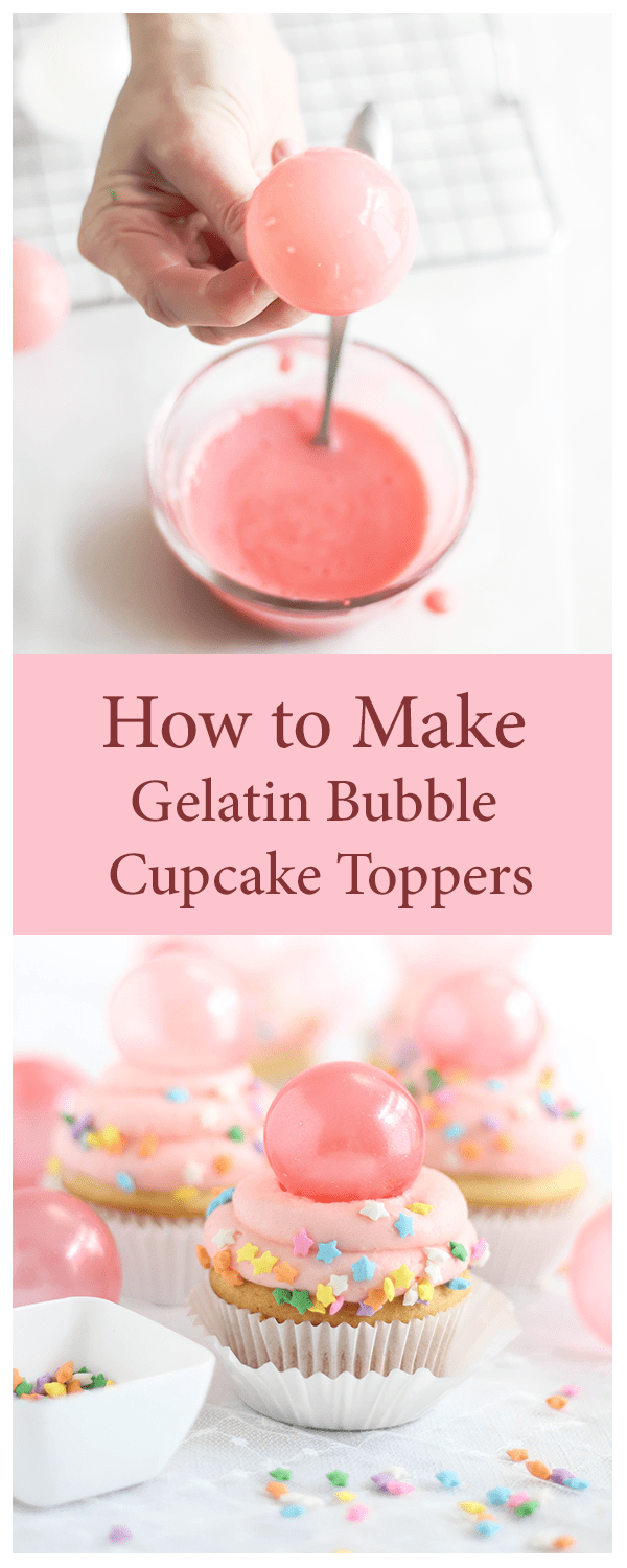 Bubble Gum Frosting Cupcakes with Gelatin Bubbles Sprinkle Bakes