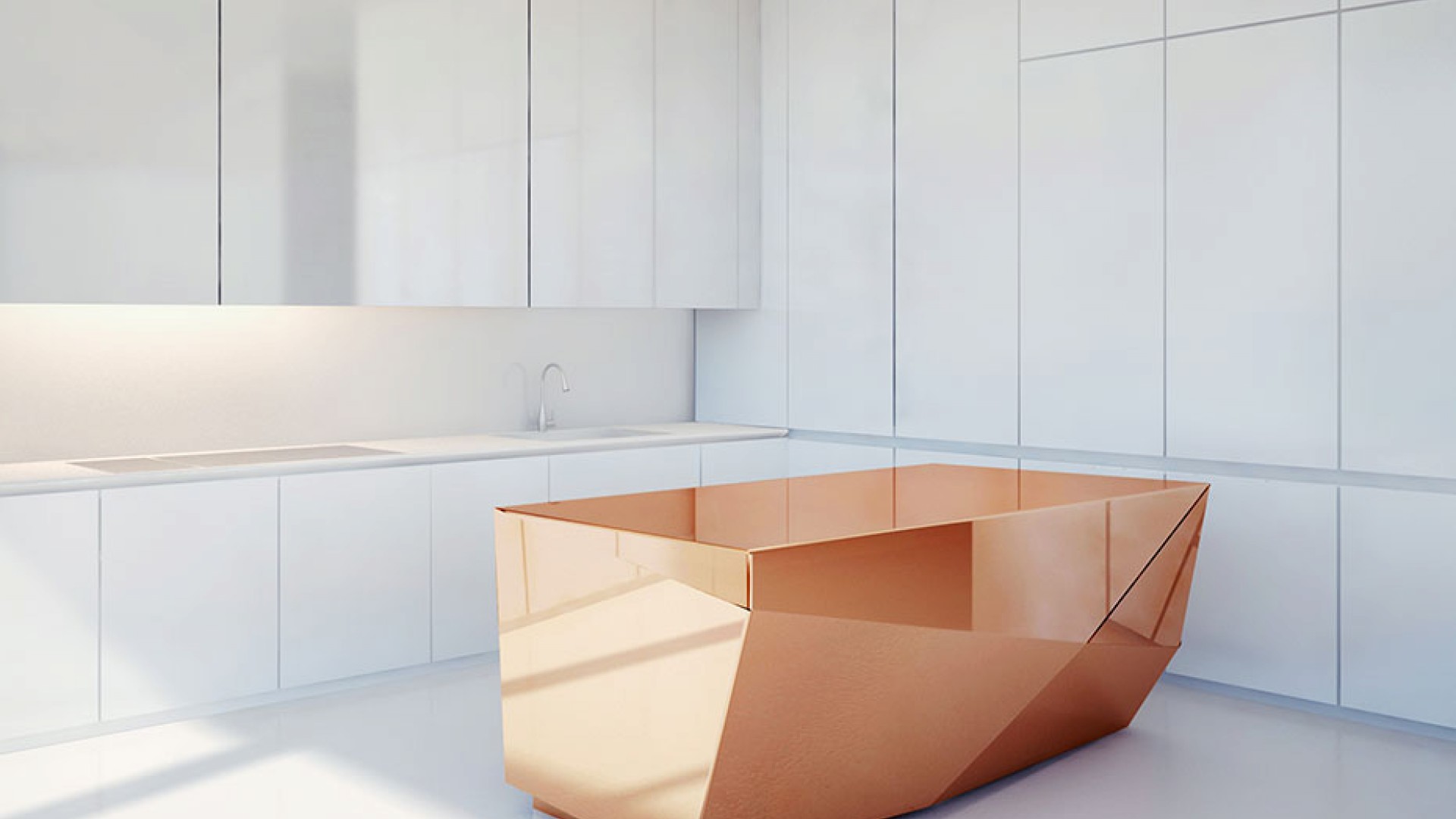 Update your kitchen with a copper island from Design Haus Liberty