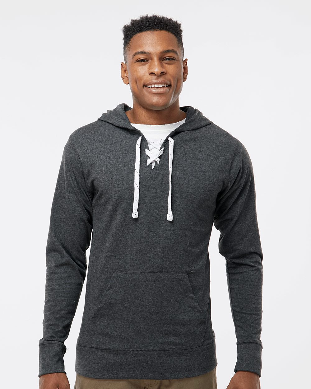 J. America 8231 Jersey Sport Lace Hooded Pullover