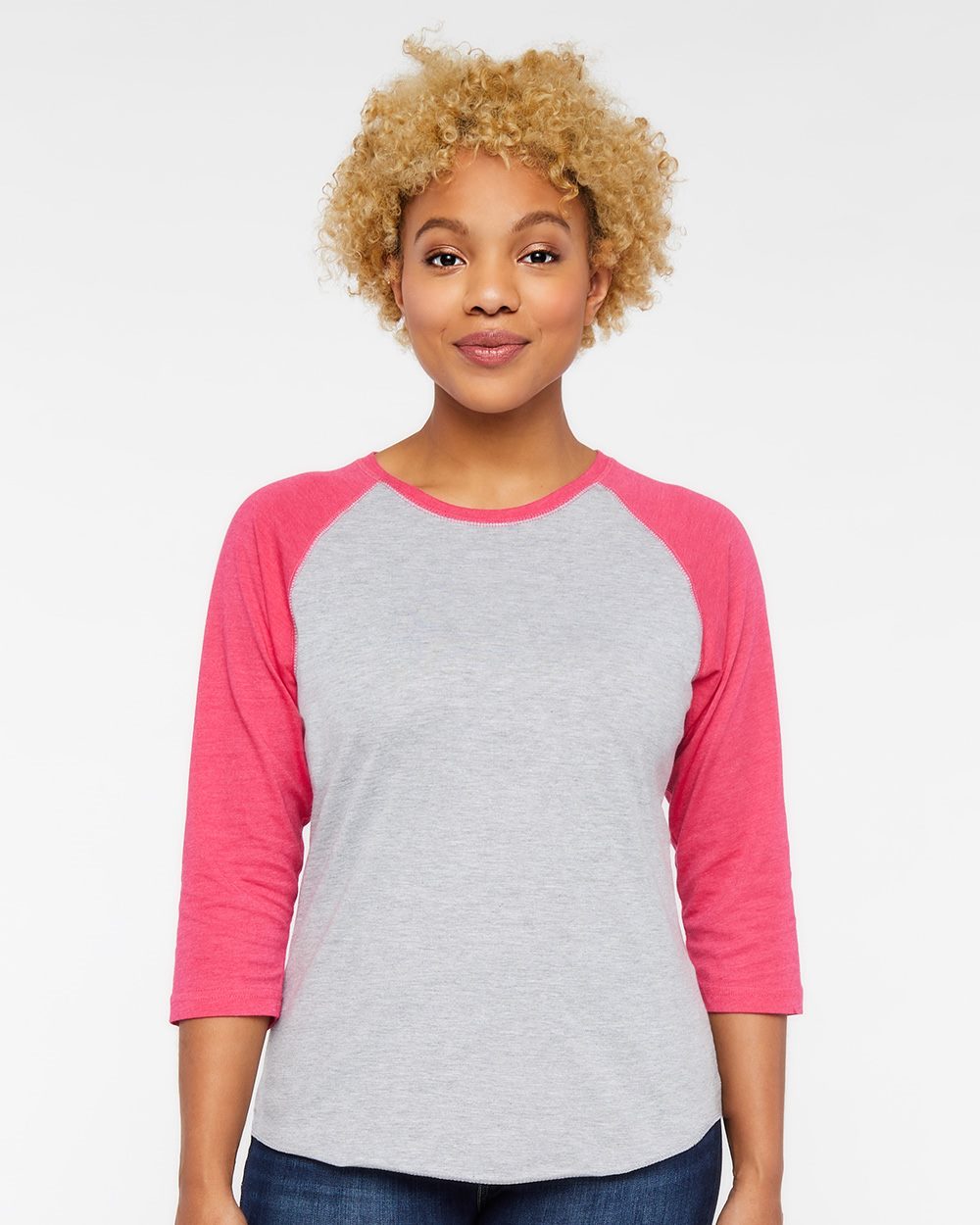 LAT 3530 Women's Baseball Fine Jersey ThreeQuarter Sleeve Tee