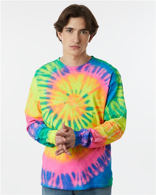 Dyenomite 240MS MultiColor Spiral TieDyed Long Sleeve TShirt