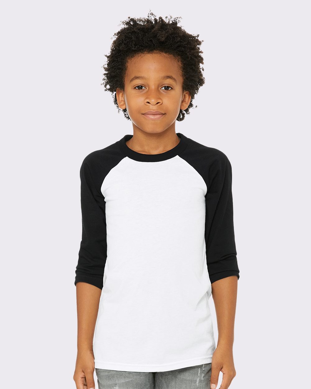 BELLA + CANVAS 3200Y Youth ThreeQuarter Sleeve Baseball Tee