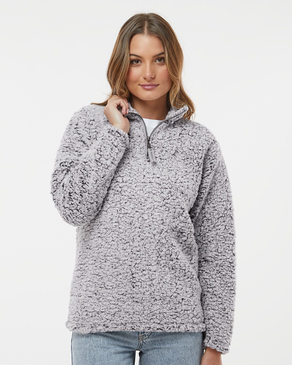 J. America 8451 Women’s Epic Sherpa QuarterZip Pullover