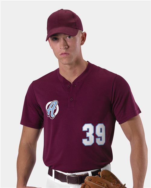 Alleson Athletic 522MM Baseball Two Button Henley Jersey
